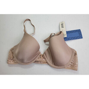 NWT Simply Vera Wang Underwire T-Shirt Bra Tan Lightly Lined Adjustable Size 34B
